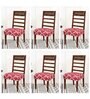 Red Printed Polyester Blend 16x20 Inches Chair Covers (Set of 6)