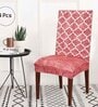 Red Printed Polyester Blend 14 x 38 Inches Chair Covers (Set of 4)