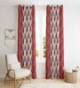 Red Traditional Polyester 7 Ft Semisheer Eyelet Door Curtains (Set of 2)