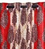 Red Traditional Polyester 7 Ft Semisheer Eyelet Door Curtains (Set of 2)