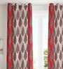 Red Traditional Polyester 7 Ft Semisheer Eyelet Door Curtains (Set of 2)
