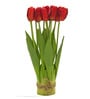 Red Polyester Fabric Artificial Tulip Flower Bunch