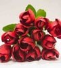 Red Polyester Fabric Artificial Tulip Flower Bunch