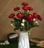 Red Polyester Fabric Decorative Artificial Camellia Rose Flower Bunch