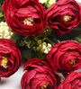Red Polyester Fabric Decorative Artificial Camellia Rose Flower Bunch