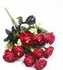 Red Polyester Fabric Decorative Artificial Camellia Rose Flower Bunch