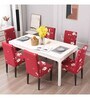 Red Polyester Floral Stretchable Chair Covers (Pack of 6)