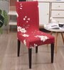 Red Polyester Floral Stretchable Chair Covers (Pack of 6)