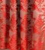 Red Polyester Floral 5 Ft Blackout Eyelet 2 Window Curtains