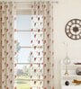 Red Floral Polyester 7 Ft Sheer Eyelet Door Curtain