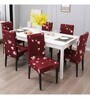 Red Polyester Floral Stretchable Chair Cover (1Pc)