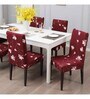 Red Polyester Floral Stretchable Chair Cover (1Pc)