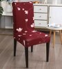 Red Polyester Floral Stretchable Chair Cover (1Pc)