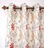 Multicolor Floral Polyester 9 Ft Semisheer Eyelet Door Curtain