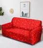 Red Abstract Polyester (1Pc) Seater Sofa Cover