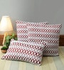Red Polyester Laser Cut 40x40 inches Cushion Covers Set of 3