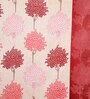 Red Floral Polyester 5 Ft Semisheer Eyelet Window Curtains (Set of 2)