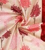 Red Floral Polyester 5 Ft Semisheer Eyelet Window Curtains (Set of 2)