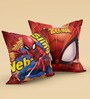 Red Polyester Marvel 16x16 inches Reversible Kids Cushion (1 Pc)