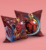 Red Polyester Marvel 16x16 inches Reversible Kids Cushion (1 Pc)