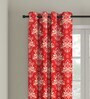 Red Traditional Polyester 5 Ft Blackout Eyelet Window Curtains (Set of 2)