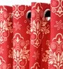 Red Traditional Polyester 5 Ft Blackout Eyelet Window Curtains (Set of 2)