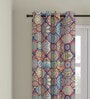 Multicolor Abstract Polyester 9 Ft Semisheer Eyelet Door Curtains (Set of 2)
