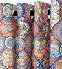 Multicolor Abstract Polyester 9 Ft Semisheer Eyelet Door Curtains (Set of 2)