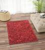 Red Solid Polyester 3 ft x 5 ft Shaggy Carpet