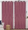 Purple Polyester Solid 7 ft Light Filtering Eyelet (Set of 2) Door Curtains
