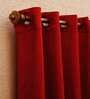 Red Solid Polyester 9 Ft Blackout Eyelet Door Curtain