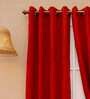 Red Solid Polyester 9 Ft Blackout Eyelet Door Curtain