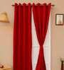 Red Solid Polyester 9 Ft Blackout Eyelet Door Curtain