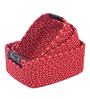 Red Polypropylene Non Foldable Multi Purpose Make Up Organiser (Set of 3)