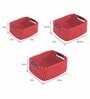 Red Polypropylene Non Foldable Multi Purpose Make Up Organiser (Set of 3)