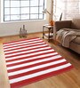 Red Polypropylene Striped 3 x 5 Feet Dhurrie