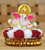 Lord Ganesha Red & White Polyresin Idol