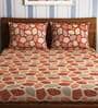 Red Abstract 300 TC 100% Cotton King Sized Bed Sheets with 2 Pillow Covers