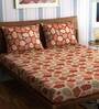 Red Abstract 300 TC 100% Cotton King Sized Bed Sheets with 2 Pillow Covers