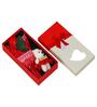 Red Roses Bouquet And White & Red Teddy Bear 's Rectangle Shaped Gift Box