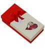 Red Roses Bouquet And White & Red Teddy Bear 's Rectangle Shaped Gift Box
