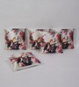 Red Floral Satin 16 x 16 Inches Cushion Covers (Set of 5)