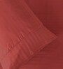 Red Satin Striped 210 TC Pure Cotton King Sized Bedsheet with 2 Pillow Covers