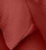 Red Satin Striped 210 TC Pure Cotton King Sized Bedsheet with 2 Pillow Covers