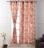 Red Jute Floral 9ft Light Filtering Eyelet 1 Pc Door Curtain
