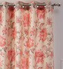 Red Jute Floral 9ft Light Filtering Eyelet 1 Pc Door Curtain