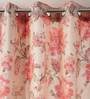 Red Jute Floral 9ft Light Filtering Eyelet 1 Pc Door Curtain