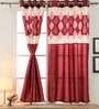 Red Semisheer Polyester 5 Feet Eyelet Window Curtains Set of 2