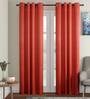 Red Silk Striped 7ft Light Filtering Eyelet 1 Pc Door Curtain