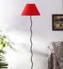 Bunsen Red Cottan Fabric Shade Club Floor Lamp With Iron Base